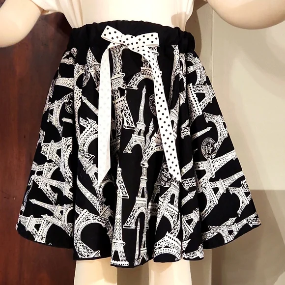 HANDMADE GIRLS 2PC TOP & SKIRT EIFFEL TOWER PRINT SIZE 4T. - Picture 2 of 7